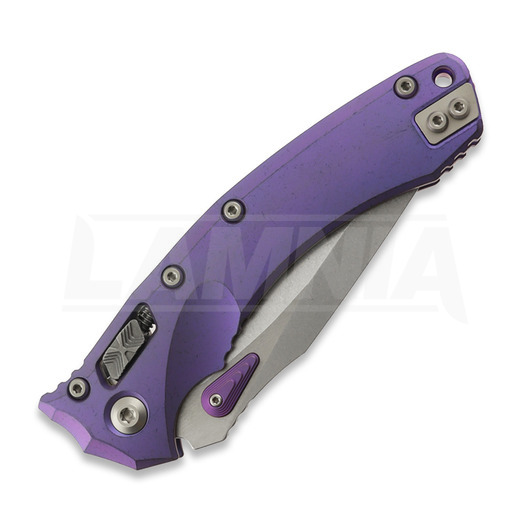 Microtech Amphibian Ram-Lok sulankstomas peilis, Purple Haze Ano Slab Side, Stonewash 137RL-10MS5