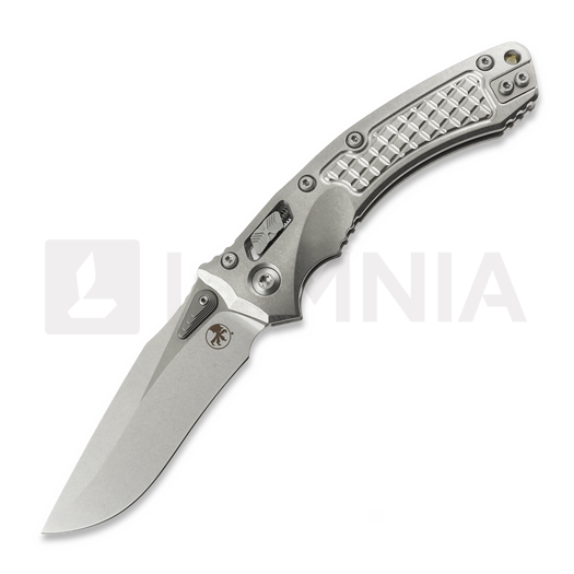 Microtech Amphibian Ram-Lok Stonewash Frag Titanium sulankstomas peilis, bronze accents 137RL-10FRMS1