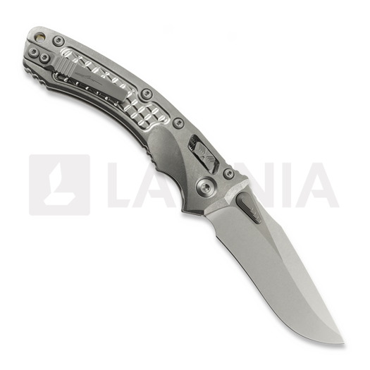 Microtech Amphibian Ram-Lok Stonewash Frag Titanium sulankstomas peilis, bronze accents 137RL-10FRMS1