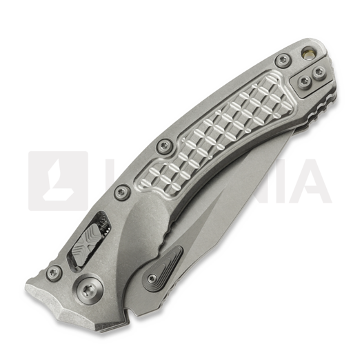 Microtech Amphibian Ram-Lok Stonewash Frag Titanium sulankstomas peilis, bronze accents 137RL-10FRMS1