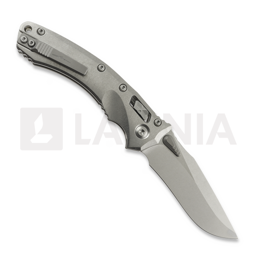 Microtech Amphibian Ram-Lok Stonewash Slab Titanium sulankstomas peilis, bronze accents 137RL-10MS1