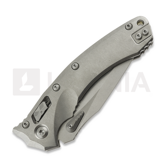 Microtech Amphibian Ram-Lok Stonewash Slab Titanium sulankstomas peilis, bronze accents 137RL-10MS1