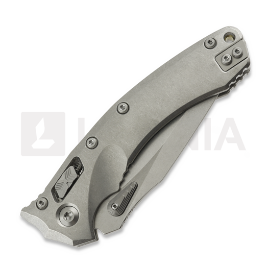 Microtech Amphibian Ram-Lok Stonewash Slab Titanium sulankstomas peilis, bronze accents 137RL-10MS1