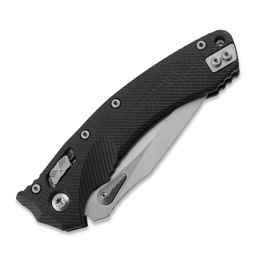 Microtech Amphibian Stonewash Partial Serrated, Fluted G10 Black 137RL-11FLGTBK