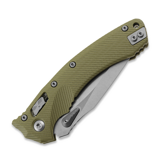 Microtech Amphibian Stonewash Partial Serrated, Fluted G10 OD Green 137RL-11FLGTOD