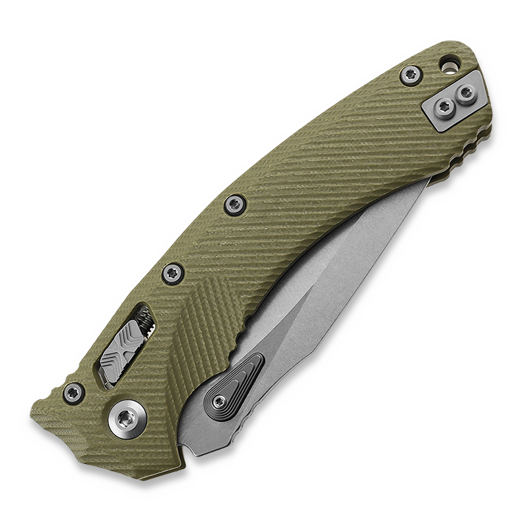 Microtech Amphibian folding knife, stonewashed, fluted od green G10 137RL-10FLGTOD