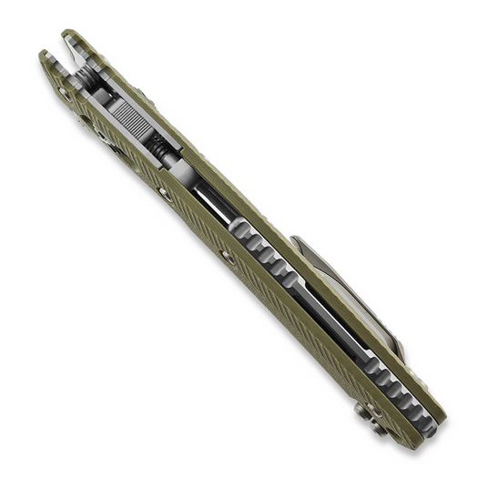 Microtech Amphibian folding knife, stonewashed, fluted od green G10 137RL-10FLGTOD