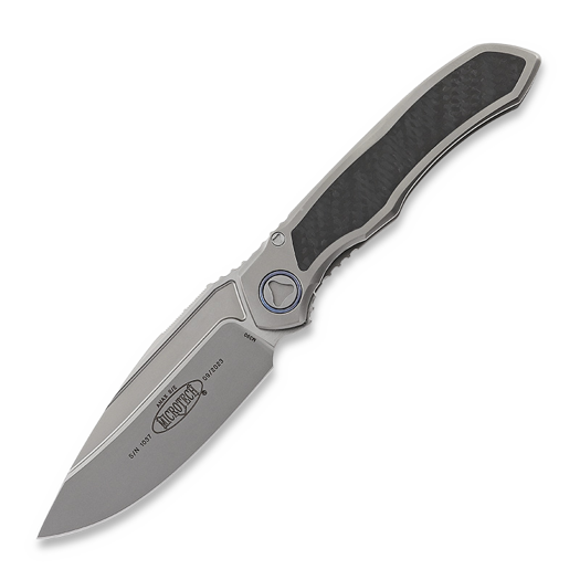 Microtech Anax S/E Bead Blast 접이식 나이프, Blue Ti Pivot 190C-7CFITI