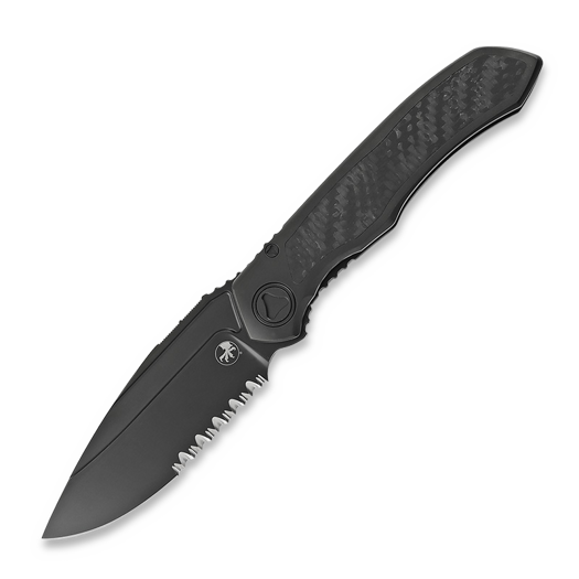 Microtech Anax S/E DLC סכין מתקפלת, Titanium/Carbon Fibre, Half Serrated 190C-2DLCTCFITI