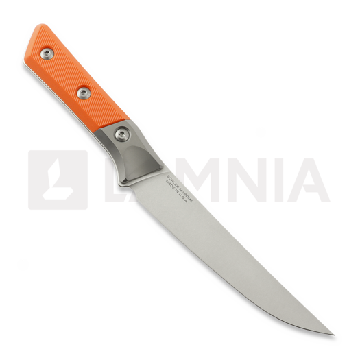 Microtech Boning Knife 6" Bolstered - Stonewash - Ember G10 주방용 칼 3100B-10EM