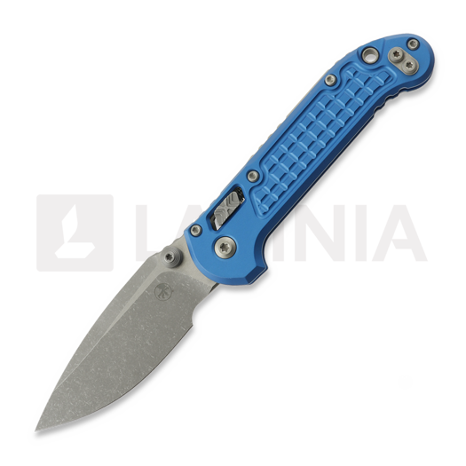 Microtech LUDT RAM-LOK S/E Apocalyptic Standard Frag Aluminum Blue kääntöveitsi 1135RL-10APFRBL