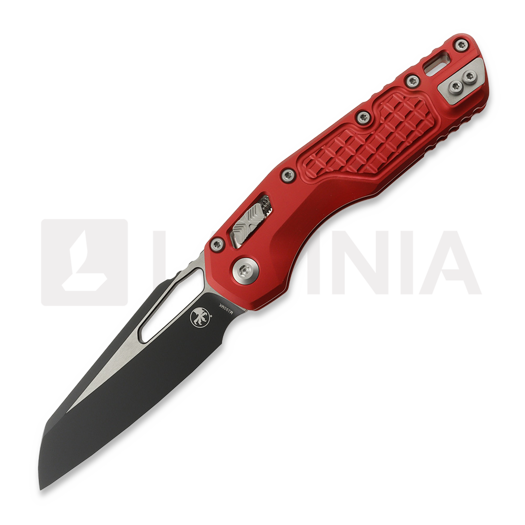 Microtech MSI Black 접이식 나이프, Standard, Red Frag Aluminum 210-1FRRD