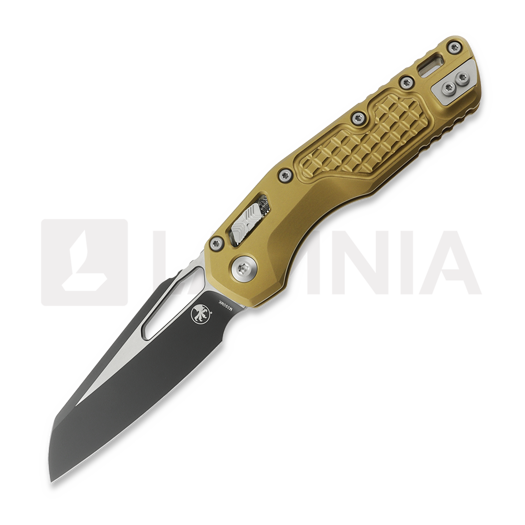 Microtech MSI Black 접이식 나이프, Standard, Red Tan Aluminum 210-1FRTA