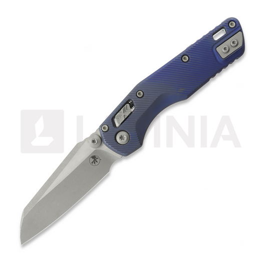 Microtech MSI Mini Ram-Lok Apocalyptic Antique Blue Fluted Titanium kääntöveitsi, blue accent 210M-10APFLMS2