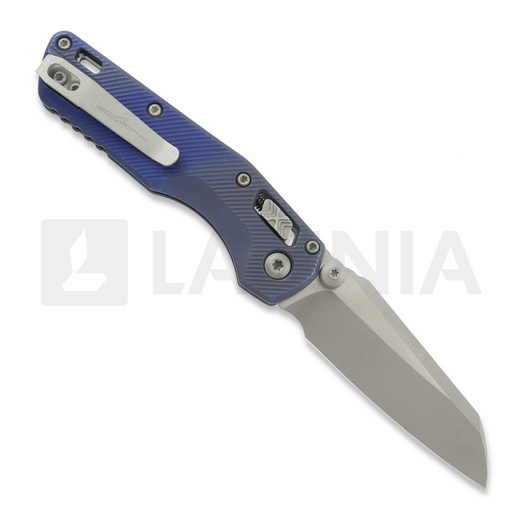 Microtech MSI Mini Ram-Lok Apocalyptic Antique Blue Fluted Titanium 접이식 나이프, blue accent 210M-10APFLMS2