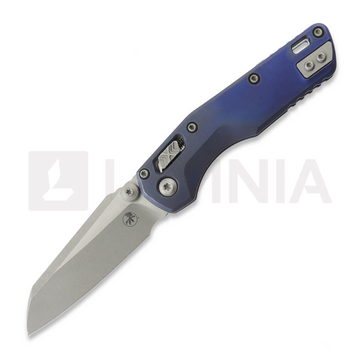 Microtech MSI Mini Ram-Lok Apocalyptic Antique Blue Slab Titanium 접이식 나이프, blue accent 210M-10APMS2