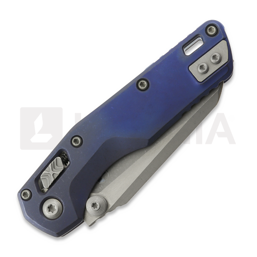Microtech MSI Mini Ram-Lok Apocalyptic Antique Blue Slab Titanium 접이식 나이프, blue accent 210M-10APMS2