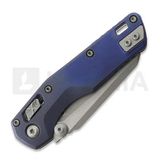 Microtech MSI Mini Ram-Lok Apocalyptic Antique Blue Slab Titanium 접이식 나이프, blue accent 210M-10APMS2