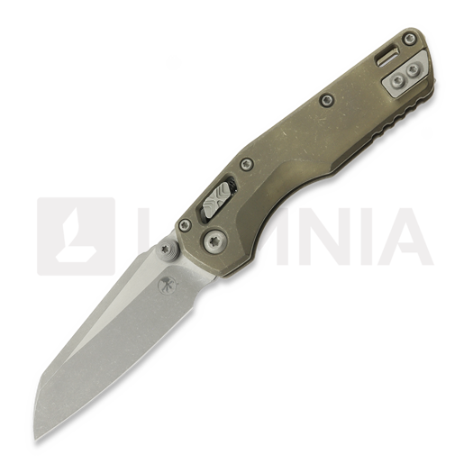 Microtech MSI Mini Ram-Lok Apocalyptic Antique Bronze Slab Titanium 접이식 나이프, bronze accent 210M-10APMS3