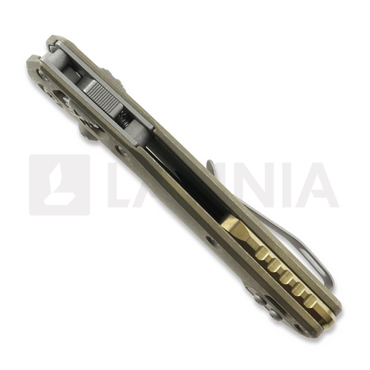 Microtech MSI Mini Ram-Lok Apocalyptic Antique Bronze Slab Titanium 접이식 나이프, bronze accent 210M-10APMS3