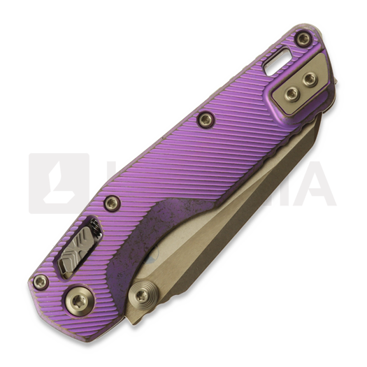 Microtech MSI Mini Ram-Lok Bronzed Stonewash Royal Purple Fluted Titanium 접이식 나이프, bronze accent 210M-13FLMS5