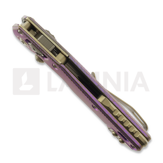 Microtech MSI Mini Ram-Lok Bronzed Stonewash Royal Purple Fluted Titanium 접이식 나이프, bronze accent 210M-13FLMS5