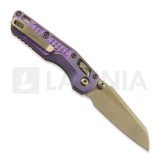 Microtech MSI Mini Ram-Lok Bronzed Stonewash Royal Purple Frag Titanium 접이식 나이프, bronze accent 210M-13FRMS5
