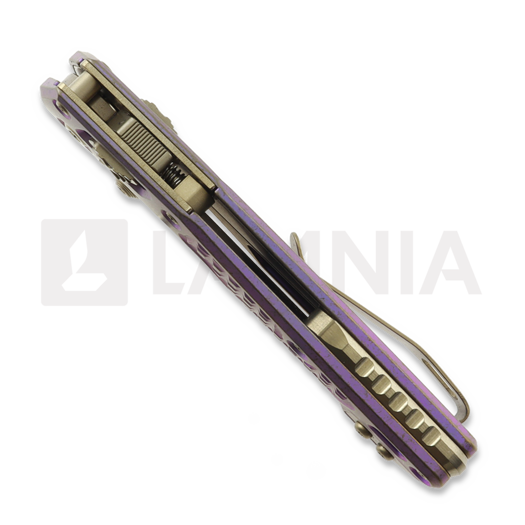 Microtech MSI Mini Ram-Lok Bronzed Stonewash Royal Purple Frag Titanium 접이식 나이프, bronze accent 210M-13FRMS5