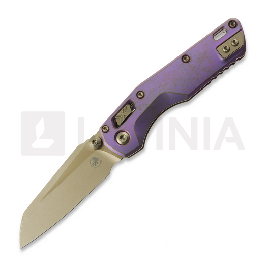 Microtech MSI Mini Ram-Lok Bronzed Stonewash Royal Purple Slab Titanium 접이식 나이프, bronze accent 210M-13MS5
