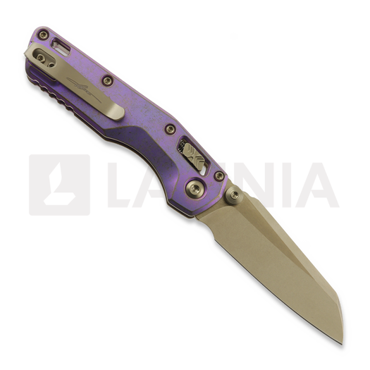 Microtech MSI Mini Ram-Lok Bronzed Stonewash Royal Purple Slab Titanium 접이식 나이프, bronze accent 210M-13MS5