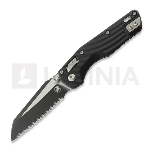 Microtech MSI Mini Ram-Lok S/E Black Tactical Fluted Aluminum összecsukható kés, full serrated 210M-3FL