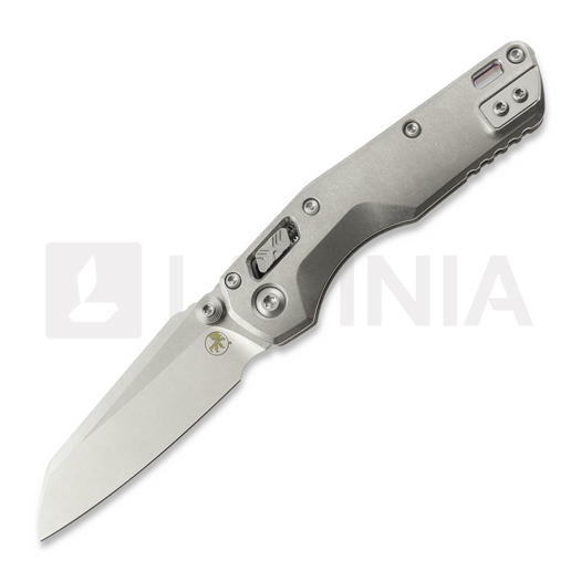 Microtech MSI Mini Ram-Lok Stonewash Purple Slab Titanium 접이식 나이프, purple accent 210M-10MS4