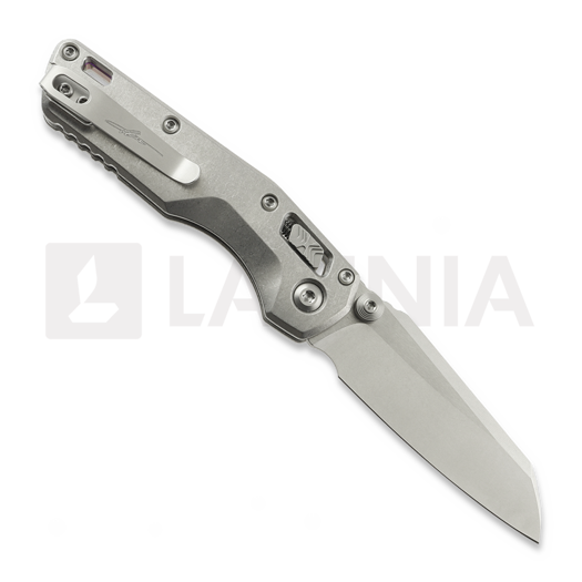 Microtech MSI Mini Ram-Lok Stonewash Purple Slab Titanium 접이식 나이프, purple accent 210M-10MS4