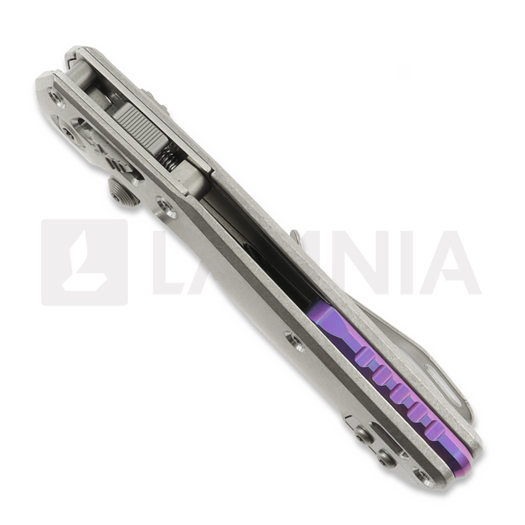 Microtech MSI Mini Ram-Lok Stonewash Purple Slab Titanium 접이식 나이프, purple accent 210M-10MS4