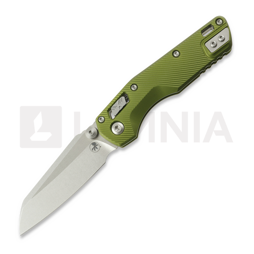 Microtech MSI Mini Ram-Lok Stonewash Standard Fluted Aluminum OD Green összecsukható kés 210M-10FLOD
