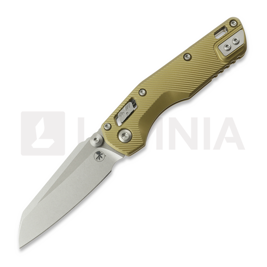 Microtech MSI Mini Ram-Lok Stonewash Standard Fluted Aluminum Tan folding knife 210M-10FLTA