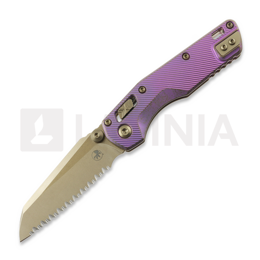 Microtech MSI Mini Royal Purle Fluted Titanium 접이식 나이프, fully serrated 210M-15FLMS5