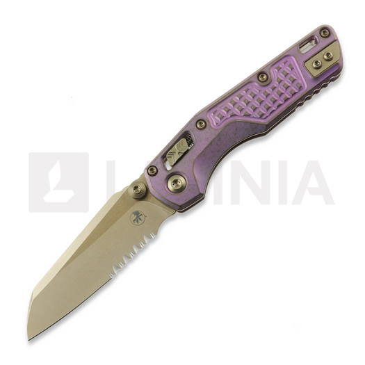 Microtech MSI Mini Royal Purle Frag Titanium 접이식 나이프, 톱니 모양 칼날 210M-14FRMS5