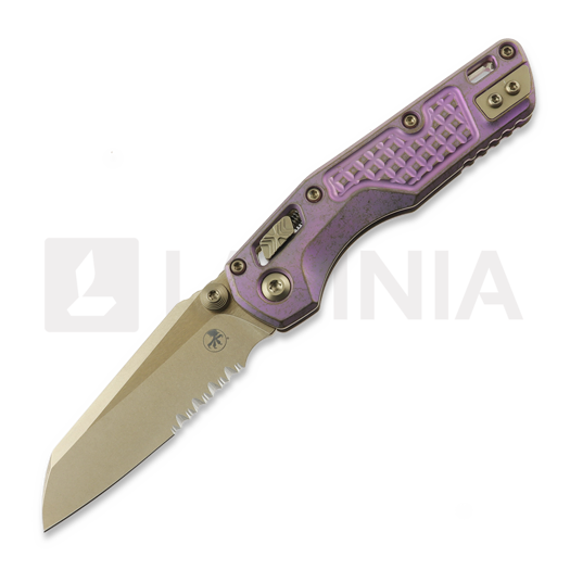 Microtech MSI Mini Royal Purle Frag Titanium 접이식 나이프, 톱니 모양 칼날 210M-14FRMS5
