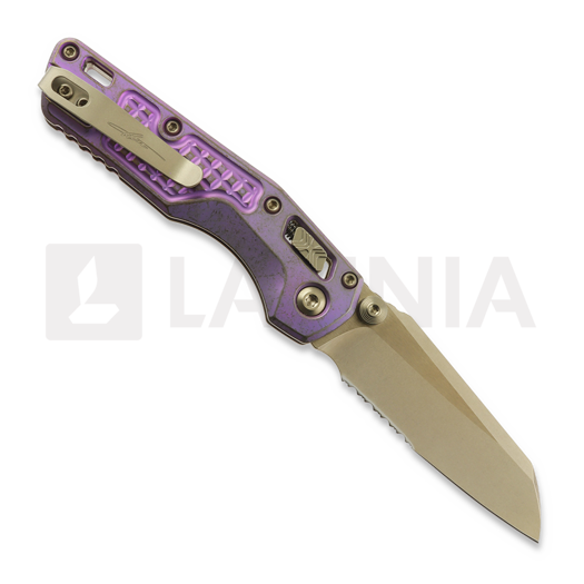 Microtech MSI Mini Royal Purle Frag Titanium 접이식 나이프, 톱니 모양 칼날 210M-14FRMS5