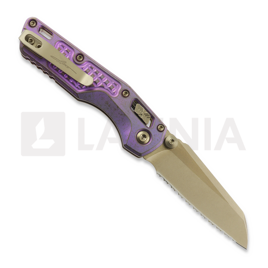 Microtech MSI Mini Royal Purle Frag Titanium 접이식 나이프, fully serrated 210M-15FRMS5