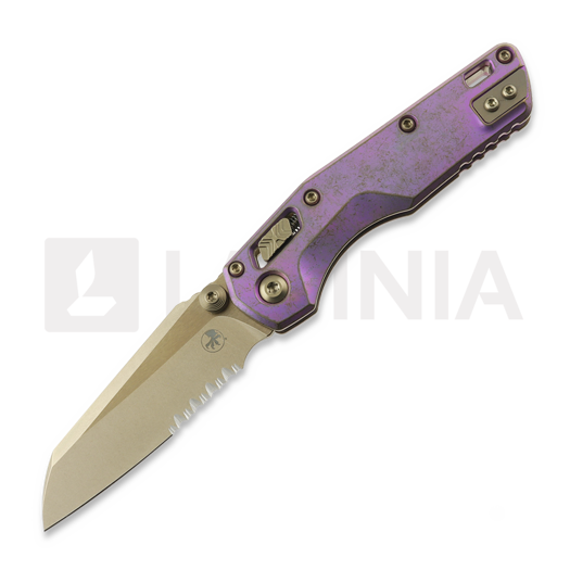Microtech MSI Mini Royal Purle Slab Titanium 접이식 나이프, 톱니 모양 칼날 210M-14MS5