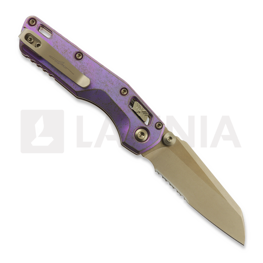 Microtech MSI Mini Royal Purle Slab Titanium 접이식 나이프, 톱니 모양 칼날 210M-14MS5