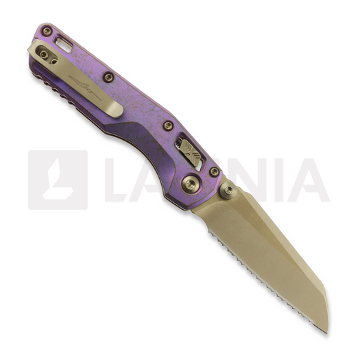 Microtech MSI Mini Royal Purle Slab Titanium 접이식 나이프, fully serrated 210M-15MS5