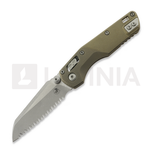 Microtech MSI Mini S/E Apocalyptic Antique Bronze Fluted Titanium 접이식 나이프, fully serrated 210M-12APFLMS3