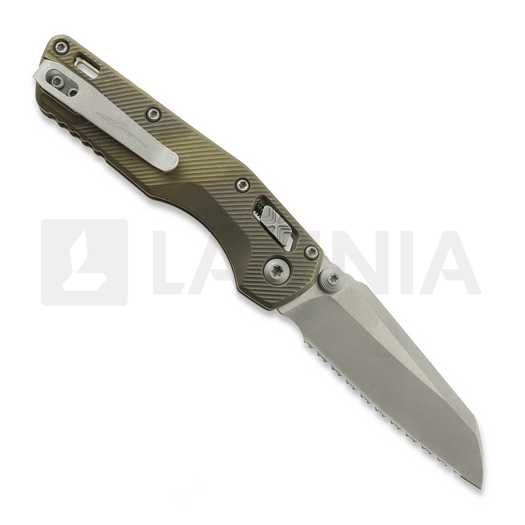 Microtech MSI Mini S/E Apocalyptic Antique Bronze Fluted Titanium 접이식 나이프, fully serrated 210M-12APFLMS3