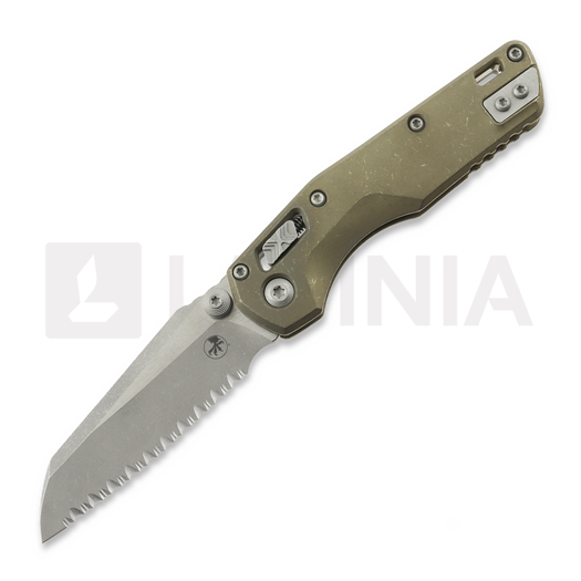 Складний ніж Microtech MSI Mini S/E Apocalyptic Antique Bronze Slab Titanium, fully serrated 210M-12APMS3