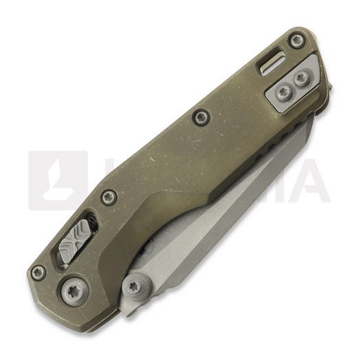 Microtech MSI Mini S/E Apocalyptic Antique Bronze Slab Titanium 접이식 나이프, fully serrated 210M-12APMS3