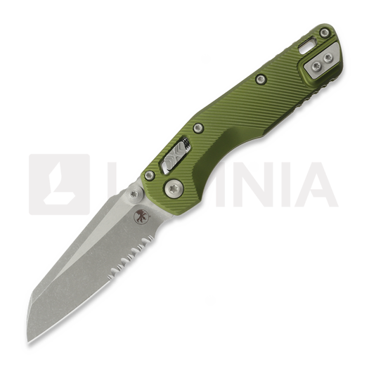 Microtech MSI Mini S/E Apocalyptic Fluted Aluminum OD Green סכין מתקפלת, קצה משונן 210M-11APFLOD
