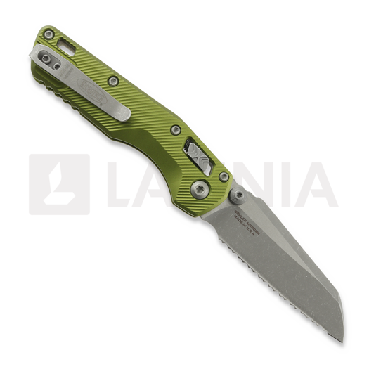 Navaja Microtech MSI Mini S/E Apycalyptic Fluted Aluminum OD Green, full serrated 210M-12APFLOD